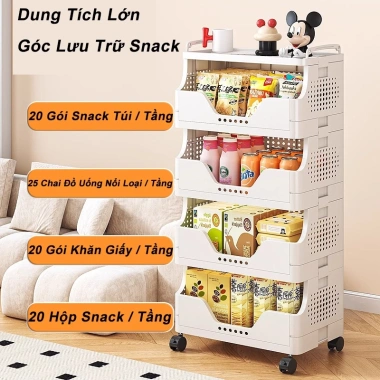 Kệ Xe Đẩy Đa Lớp Di Động - Bảo Quản Đồ Ăn Vặt, Đồ Chơi & Hàng Hóa, Tiết Kiệm Không Gian, Giá Ưu Đãi 361.160₫