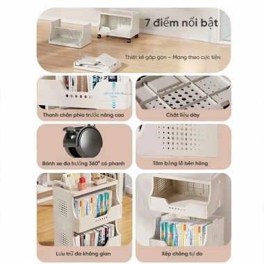 Kệ Xe Đẩy Đa Lớp Di Động - Bảo Quản Đồ Ăn Vặt, Đồ Chơi & Hàng Hóa, Tiết Kiệm Không Gian, Giá Ưu Đãi 361.160₫