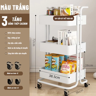 Kệ Xe Đẩy Spa 3 Tầng Đa Năng - Đựng Bỉm Sữa Bé, Bánh Xe, Thép Carbon Chắc Chắn 8 Kệ Xe Đẩy Spa 3 Tầng Đa Năng - Đựng Bỉm Sữa Bé, Bánh Xe, Thép Carbon Chắc Chắn 8