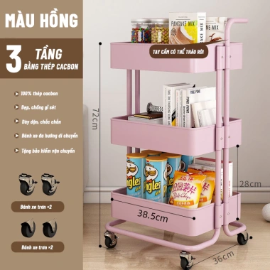 Kệ Xe Đẩy Spa 3 Tầng Đa Năng - Đựng Bỉm Sữa Bé, Bánh Xe, Thép Carbon Chắc Chắn 10 Kệ Xe Đẩy Spa 3 Tầng Đa Năng - Đựng Bỉm Sữa Bé, Bánh Xe, Thép Carbon Chắc Chắn 10