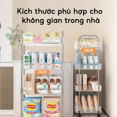 Kệ Xe Đẩy Spa 4 Tầng Trong Suốt, Bánh Xe Đa Năng cho Tiệm Tóc, Phun Xăm, Nhà Tắm Giá 122.000₫ 6