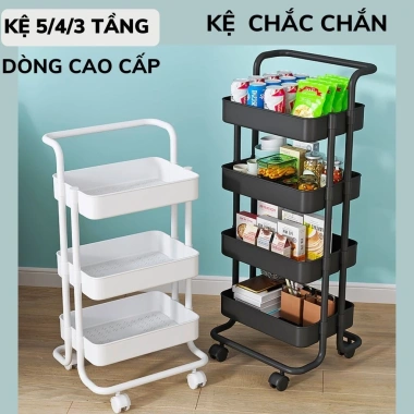 Kệ xe đẩy spa sắt, khay nhựa cứng, nail, nhà bếp, bánh xe di chuyển – 184.500₫
