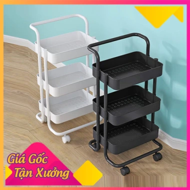 Kệ xe đẩy spa sắt, khay nhựa cứng, nail, nhà bếp, bánh xe di chuyển – 184.500₫