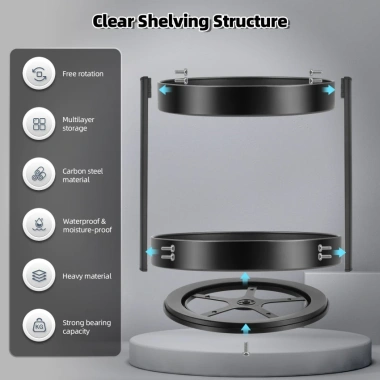 Kệ Xoay Gia Vị Nhà Bếp 360° Nhiều Tầng Thép Carbon Đen Sần Không Gỉ – Giá 125k