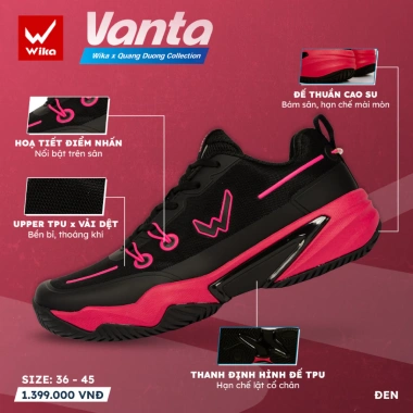 Kèm 2 Quà Giày Pickleball Wika Vanta Quang Dương Chính Hãng Unisex 36-45 Full Box