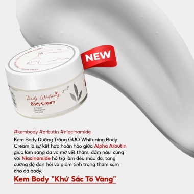 Kem Body Alpha Arbutin Khử Sắc Tố Vàng, Dưỡng Trắng Da Niacinamide & Kojic Acid - Công Thức Khoa Học 2 Kem Body Alpha Arbutin Khử Sắc Tố Vàng, Dưỡng Trắng Da Niacinamide & Kojic Acid - Công Thức Khoa Học 2