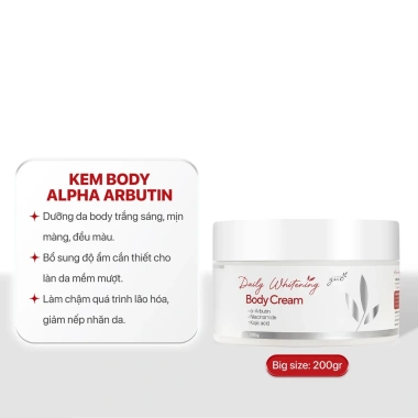 Kem Body Alpha Arbutin Khử Sắc Tố Vàng, Dưỡng Trắng Da Niacinamide & Kojic Acid - Công Thức Khoa Học
