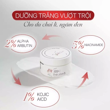 Kem Body Alpha Arbutin Khử Sắc Tố Vàng, Dưỡng Trắng Da Niacinamide & Kojic Acid - Công Thức Khoa Học