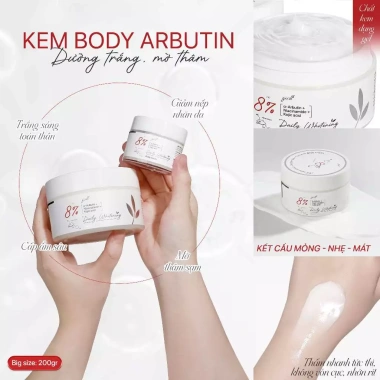 Kem Body Alpha Arbutin Khử Sắc Tố Vàng, Dưỡng Trắng Da Niacinamide & Kojic Acid - Công Thức Khoa Học