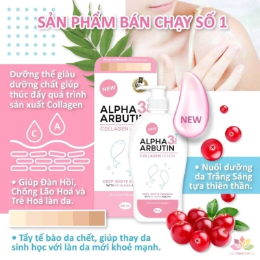 Kem body Alpha Arbutin trắng da 2-4 tone, dưỡng ẩm, collagen, chống lão hoá 259.000₫