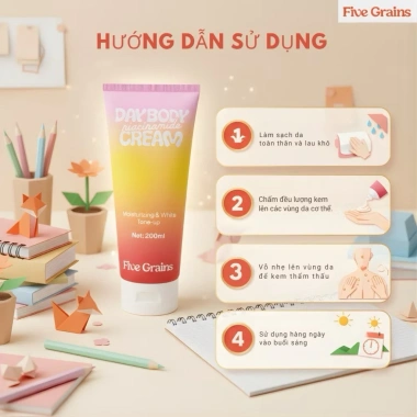 Kem Body Nâng Tone Five Grains 200ml – Chính hãng, dưỡng ẩm, trắng da toàn thân, 175k 6