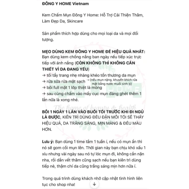 Kem Chấm Mụn Đông Y Home 20g - Giảm Thâm, Làm Đẹp Da, Skincare, Giá 197.160 VND 8
