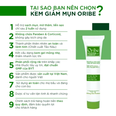 Kem Chấm Mụn Oribe 20g - Dưỡng da, giảm thâm sẹo, kiểm soát dầu nhờn, 55.800 VND 3 Kem Chấm Mụn Oribe 20g - Dưỡng da, giảm thâm sẹo, kiểm soát dầu nhờn, 55.800 VND 3