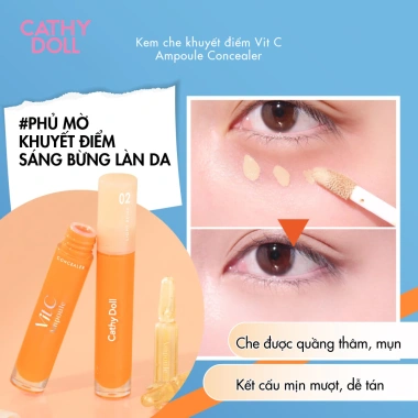 Kem Che Khuyết Điểm Cathy Doll 4.1g Sáng Da, Mờ Thâm, Không Tạo Rãnh Nhăn, Vit C Ampoule - Giá 89.000₫ 2 Kem Che Khuyết Điểm Cathy Doll 4.1g Sáng Da, Mờ Thâm, Không Tạo Rãnh Nhăn, Vit C Ampoule - Giá 89.000₫ 2