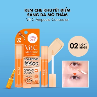 Kem Che Khuyết Điểm Cathy Doll 4.1g Sáng Da, Mờ Thâm, Không Tạo Rãnh Nhăn, Vit C Ampoule - Giá 89.000₫