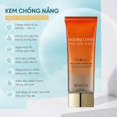 Kem chống nắng 2in1 Nâng Tone + Kem Nền BEBECO Natural Cover 70ml - Giá 415.650₫