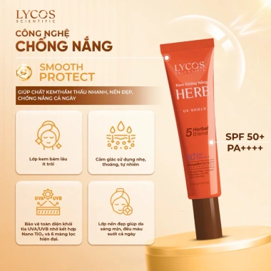 Kem chống nắng 5 thảo mộc Lycos - Bảo vệ da SPF 50, giảm giá 355k