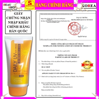 Kem chống nắng Applecc Daily UV 365 Hàn Quốc kiềm dầu, nâng tone da 149.000₫ Beau Shop