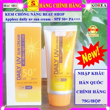 Kem chống nắng Applecc Daily UV 365 Hàn Quốc kiềm dầu, nâng tone da 149.000₫ Beau Shop 10 Kem chống nắng Applecc Daily UV 365 Hàn Quốc kiềm dầu, nâng tone da 149.000₫ Beau Shop 10