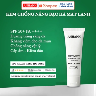 Kem chống nắng Bạc hà SPF 50+ PA++++ Trắng da, kiềm dầu, cấp ẩm, ngừa nám, trẻ hóa - 129.990 VND