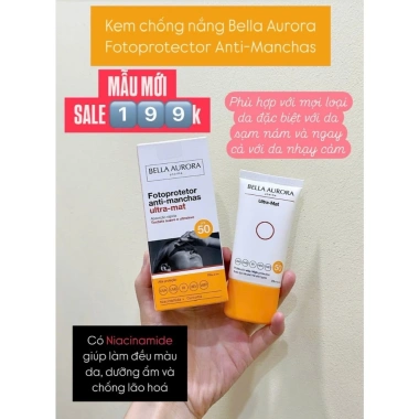 Kem chống nắng Bella Aurora SPF50+ - Làm mờ đốm nâu, kiểm soát dầu, bảo vệ da