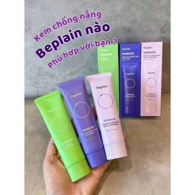 Kem chống nắng beplain tím nhạt kiềm dầu, nâng tone cho da dầu - Giá chỉ 339.000 VNĐ