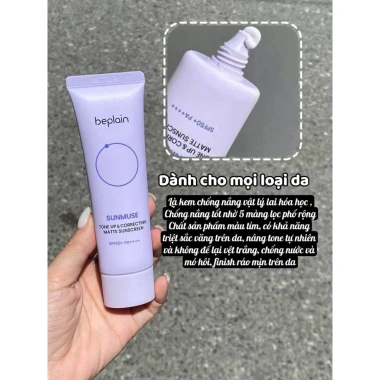 Kem chống nắng beplain tím nhạt kiềm dầu, nâng tone cho da dầu - Giá chỉ 339.000 VNĐ