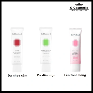 Kem chống nắng Cell Fusion C đa màu SPF50+ dưỡng da, giảm giá 31.7k bảo vệ da toàn diện 2 Kem chống nắng Cell Fusion C đa màu SPF50+ dưỡng da, giảm giá 31.7k bảo vệ da toàn diện 2