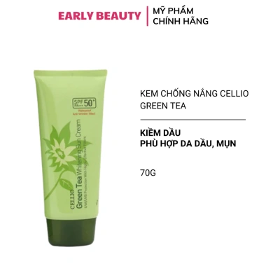Kem chống nắng Cellio kiềm dầu dưỡng ẩm, nâng tông tự nhiên SPF50+ PA+++ 70ml - Giá chỉ 82.000đ Early Beauty 10 Kem chống nắng Cellio kiềm dầu dưỡng ẩm, nâng tông tự nhiên SPF50+ PA+++ 70ml - Giá chỉ 82.000đ Early Beauty 10