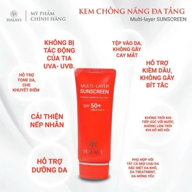 Kem chống nắng đa tầng HALAVi - Vật lý nâng tone, SPF50, giá ưu đãi 299.000đ