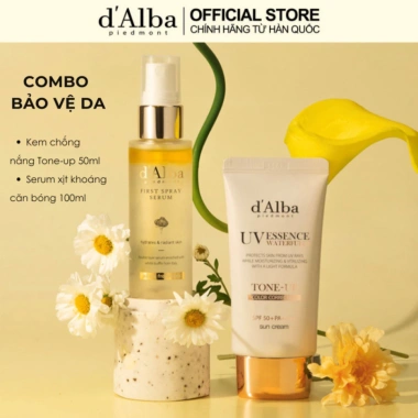 Kem chống nắng d'Alba Tone-up Sun SPF 50+ xịt khoáng, da căng bóng, chỉ 200k