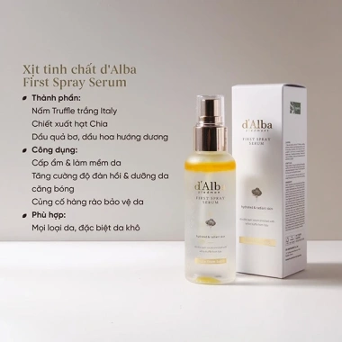 Kem chống nắng d'Alba Tone-up Sun SPF 50+ xịt khoáng, da căng bóng, chỉ 200k