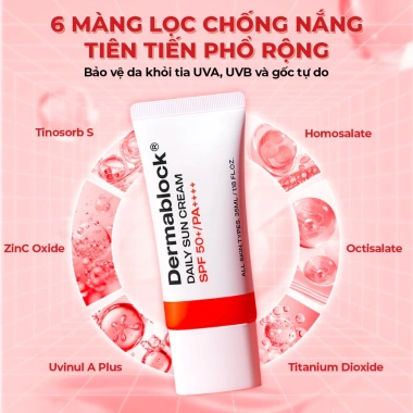 Kem chống nắng Dermablock mỏng nhẹ SPF50+ 35ml - Phổ rộng vô hình, giá chỉ 168.866đ