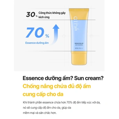 Kem chống nắng dưỡng ẩm Vegan Relief Sun Essence 70ml - Da mịn màng, không thâm, giá ưu đãi 806.000₫