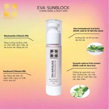 Kem chống nắng Eva Sun Block ngừa nám, SPF50, dưỡng ẩm – Giá chỉ 450k