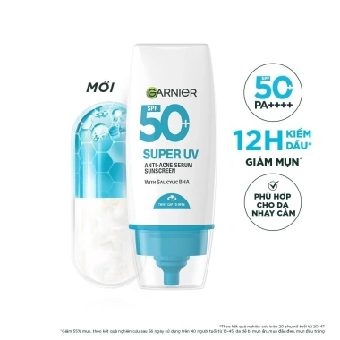 Kem Chống Nắng Garnier Super UV Anti‑Acne SPF50+ PA++++ 30ml 219.000₫ 5