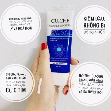 Kem Chống Nắng Guiche Naturie SPF50+++ 60ml - Nâng Tone, Kiềm Dầu, Bảo Vệ 24h 4 Kem Chống Nắng Guiche Naturie SPF50+++ 60ml - Nâng Tone, Kiềm Dầu, Bảo Vệ 24h 4