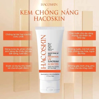 Kem chống nắng Hacoskin SPF50 PA+++ kiềm dầu 6 tiếng, an toàn, freeship, giao nhanh