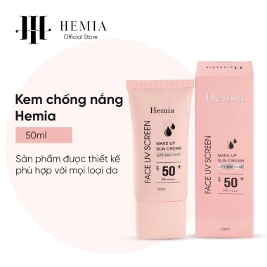 Kem chống nắng Hemia 50ml - Nâng tone da, kiềm dầu, bảo vệ SPF50, chỉ 69.000 VND