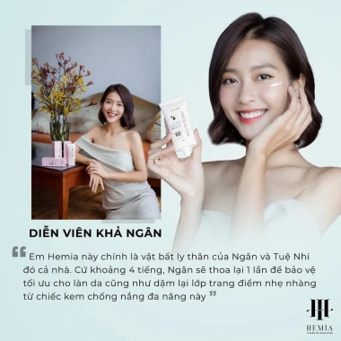 Kem chống nắng Hemia 50ml - Nâng tone da, kiềm dầu, bảo vệ SPF50, chỉ 69.000 VND