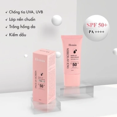 Kem chống nắng Hemia Hàn Quốc 50ml FREE SHIP - Nâng tone, trắng da, kiềm dầu cho da mụn