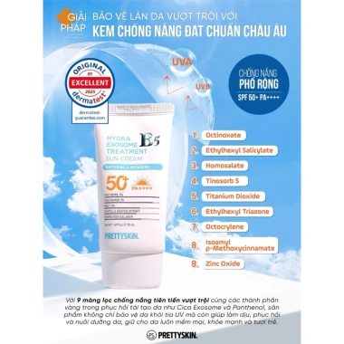 Kem chống nắng Hydra B5 Exosome Prettyskin - Phục hồi da, tặng 1 bông mút, 330.000₫