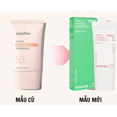 Kem Chống Nắng Innisfree Tone Up No Sebum 50ml - Triple Shield, Không Bã, 94.000₫