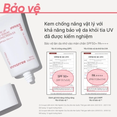 Kem chống nắng innisfree Tone Up No Sebum SPF 50+ PA++++ 60ml - Kiềm dầu, sáng da, 193k 5 Kem chống nắng innisfree Tone Up No Sebum SPF 50+ PA++++ 60ml - Kiềm dầu, sáng da, 193k 5