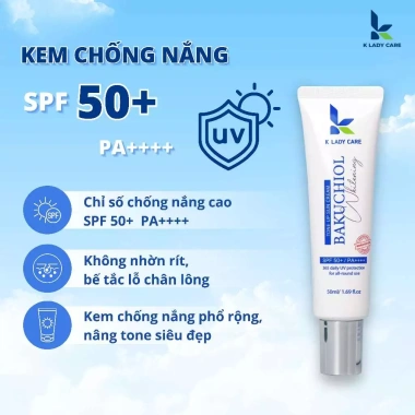 Kem Chống Nắng K Lady Care SPF 50+/PA++++ 50ml Nâng tone kiềm dầu thoáng da 220k