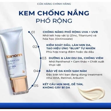 Kem chống nắng Kanorin SPF50+ PA++ 35g - mỏng nhẹ, thấm nhanh, không bí da, kiềm dầu, đẹp