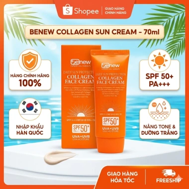 Kem chống nắng kiềm dầu dưỡng da, nâng tone Benew Collagen Sun Cream 70ml - 179.000