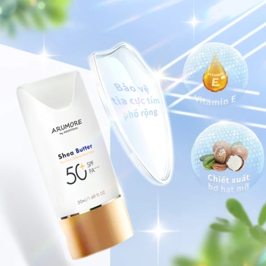 Kem chống nắng kiềm dầu Shea Butter Arumore SPF50+ 50ml Dưỡng ẩm, không nhờn, giá 199k 3