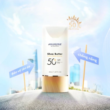 Kem chống nắng kiềm dầu Shea Butter Arumore SPF50+ 50ml Dưỡng ẩm, không nhờn, giá 199k 5
