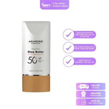 Kem chống nắng kiềm dầu Shea Butter Arumore SPF50+ 50ml Dưỡng ẩm, không nhờn, giá 199k 6